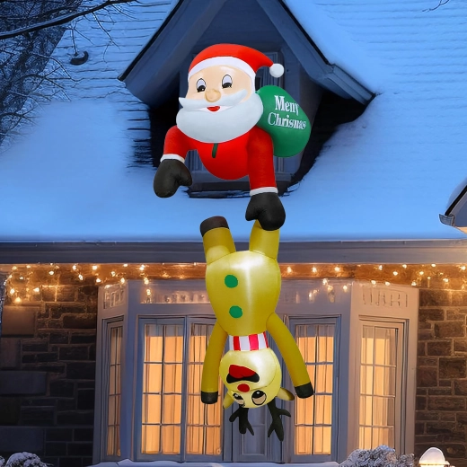 Nadmuchiwana figura świętego Mikołaja z reniferem 2,1 m z oświetleniem LED