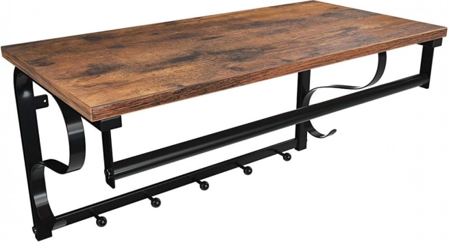 Nawieszana półka loftowa z wieszakami i drążkiem