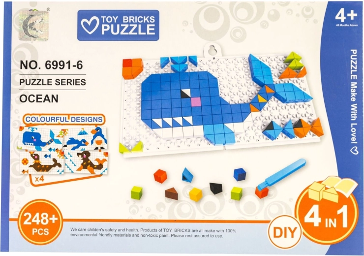 Puzzle dziecięce 4 w 1 – zwierzęta morskie, 248 elementów
