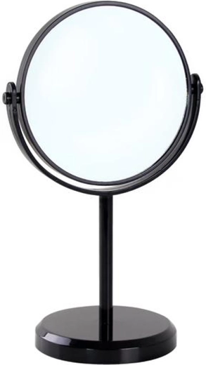 Stołowe dwustronne lusterko kosmetyczne TORO 15 cm, czarne