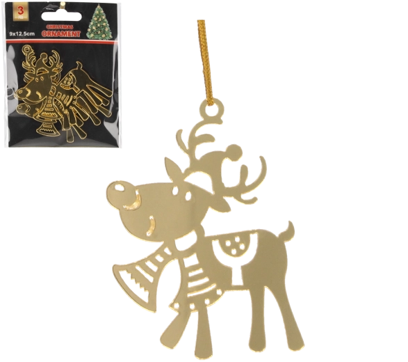 Zestaw świątecznych ozdób złote renifery 3 szt.