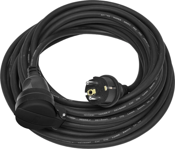 Przedłużacz 10 m IP44, gumowy kabel H07RN-F 3×1,5 mm²