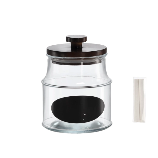 Słoik 1,9 l z drewnianą pokrywką, etykietą i kredą