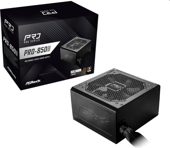 Zasilacz ASRock Pro Series 850 W 80 Plus Bronze, niemodularny