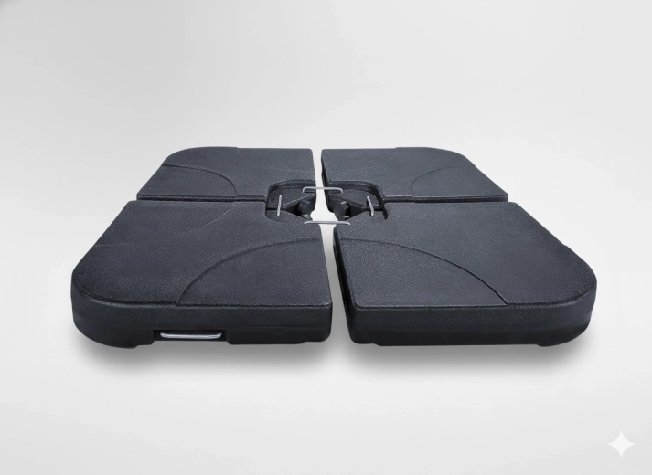 Obciążnik do parasola ogrodowego, 4‑częściowa podstawa 50 × 50 × 7,5 cm, czarna