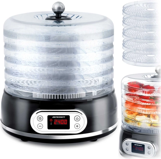 Suszarka do żywności Berdsen, 10 l, 5 tac, czarna