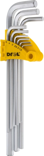 Zestaw kluczy imbusowych 1,5–10 mm, 9 szt., wydłużonych DREL