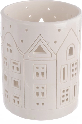 Porcelanowy świecznik domek biały