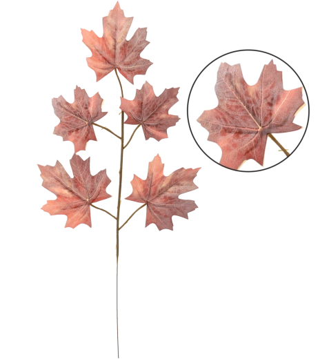 Sztuczna gałązka z liśćmi klonu 57 × 21 cm, zielona