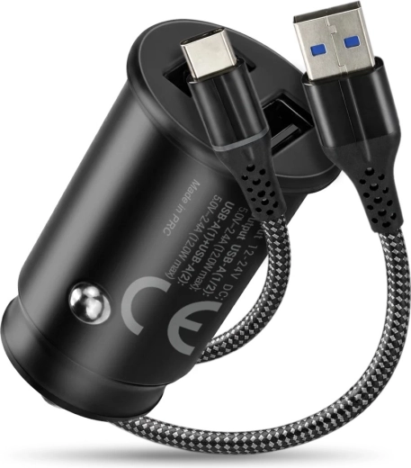 Ładowarka samochodowa everActive CC-25C z 2× USB‑A 12 W + kabel USB‑C