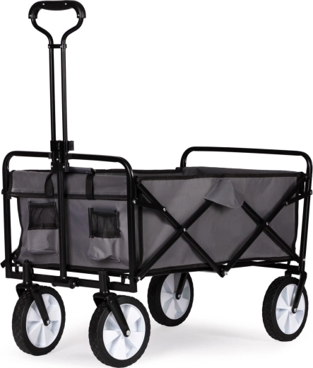 Składany duży ogrodowy i plażowy wózek transportowy szary - 1 sztuka