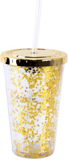 Podwójny plastikowy kubek z rurką TORO konfetti 500 ml