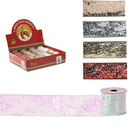 Świąteczna dekoracyjna wstążka 6,3 × 270 cm – mix kolorów