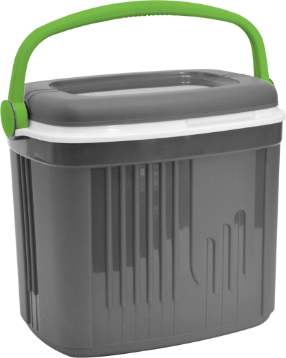 Turystyczna lodówka pasywna 32 l KAMAI ICEBERG, ciemnoszara z zielonym uchwytem