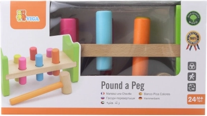 Drewniany stolik do wbijania dla dzieci 24m+