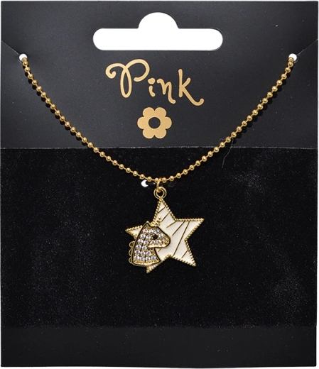 Pozłacany naszyjnik z zawieszką gwiazda i jednorożec