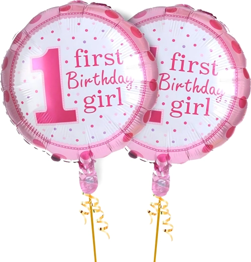 Baloniki na 1. urodziny dla dziewczynki – zestaw 5 szt. z gwiazdkami