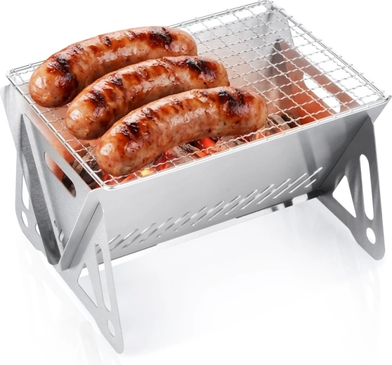 Składany grill węglowy ze stali nierdzewnej Vilde 21 × 16,5 × 12,5 cm