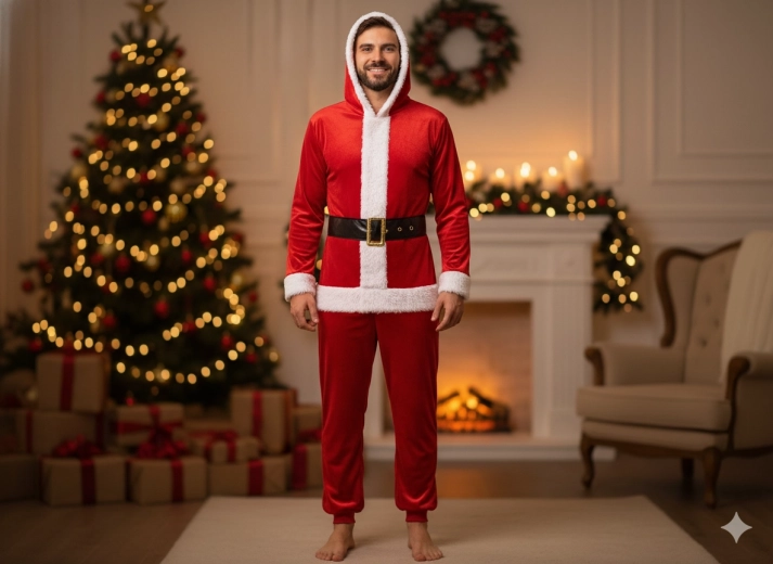 Jednoczęściowy kostium Świętego Mikołaja – rozmiar L