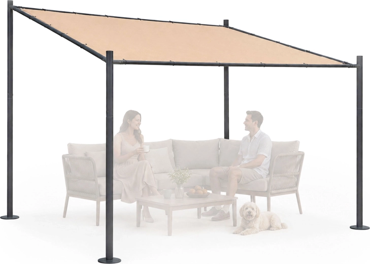 Multigarden pergola ogrodowa 3 × 3 m ze stalową konstrukcją, beżowa