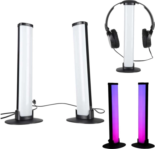 Gamingowe stołowe słupki świetlne LED RGB sterowane pilotem (2 szt.)