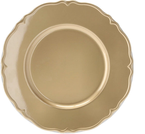 Ozdobny złoty podtalerz 33 cm z reliefowym brzegiem