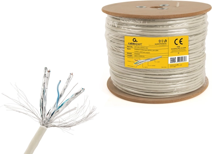 Cablexpert – ekranowany kabel LAN S/FTP Cat 6A LSZH 305 m (żyła pełna)