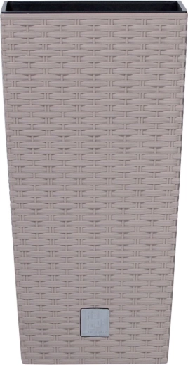 Plastowy donica rattanowa z wkładem 24 × 24 × 45 cm, mocca