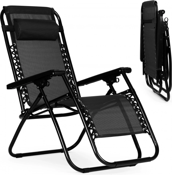 Ogrodowy fotel z regulowanym oparciem ZERO GRAVITY ModernHome - czarny