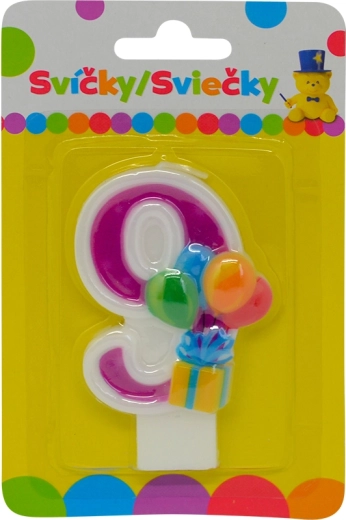 Urodzinowa świeczka z balonikami cyfra 9