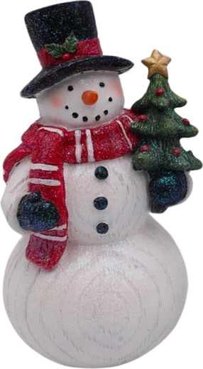 Drewniana dekoracja bałwanek z choinką