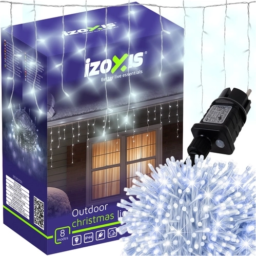 Świąteczne oświetlenie LED z motywem sopli 500 LED 22,5 m zimna biel IZOXIS - 1 szt.