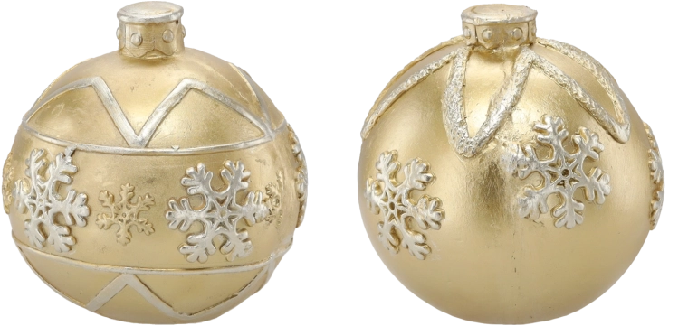 Złota bombka świąteczna ze śnieżynkami 21,5 cm