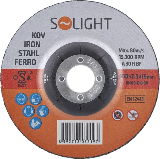 Solight tarcza szlifierska do stali 100 × 2,5 × 16 mm