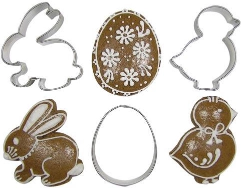 Zestaw stalowych wykrawaczy wielkanocnych – jajko, kurczak i zając