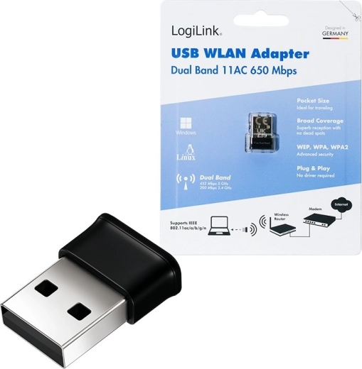 Bezprzewodowy adapter USB WLAN AC, 650 Mb/s