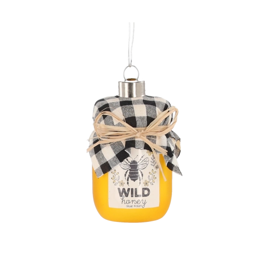 Szklana ozdoba choinkowa w kształcie słoika miodu