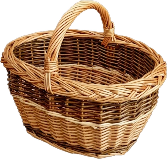 Dziecięcy owalny wiklinowy kosz na grzyby 30 × 20 × 25 cm, lakierowany