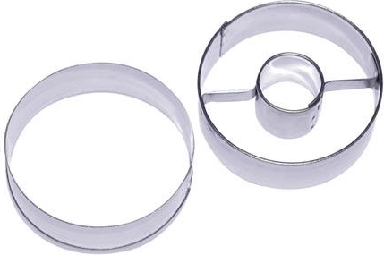 Nierdzewne wykrawacze do ciastek kółko z otworem 3,5 cm – zestaw 2‑częściowy