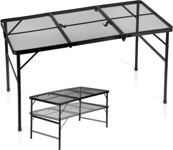 Składany stół turystyczny Vilde 2w1, regulowana wysokość, czarny 120 × 60 cm