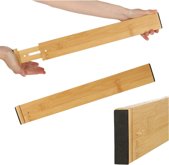 Regulowany bambusowy organizer do szuflady