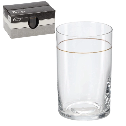 Zestaw szklanek ze złotym paskiem, 6 szt.