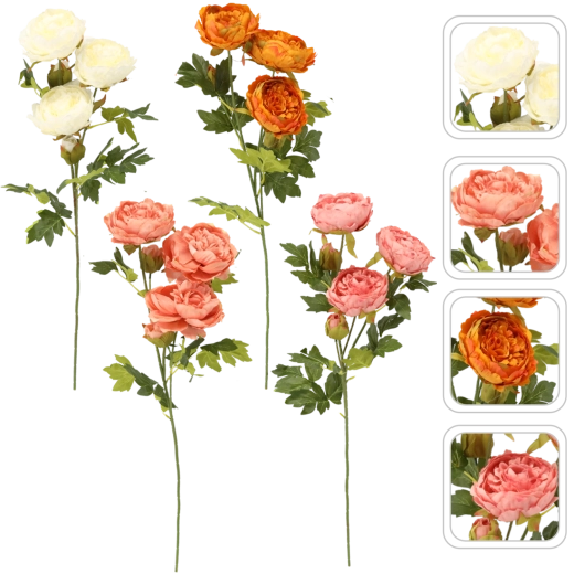 Sztuczna gałązka piwonii z pięcioma kwiatami 74 cm – mix kolorów