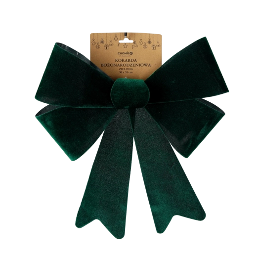 Bożonarodzeniowa dekoracyjna kokarda zielona 36 × 51 cm