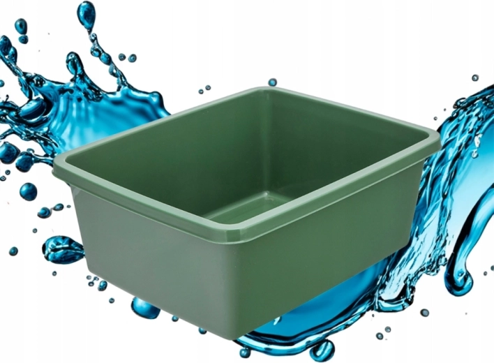 Prostokątna plastikowa miska 11 l w kolorze szałwiowej zieleni
