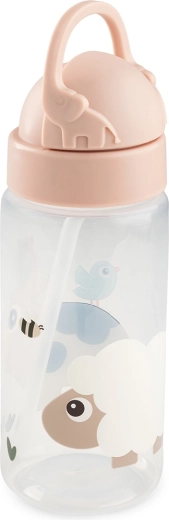 Done by Deer butelka ze słomką Tiny farm różowa 350 ml