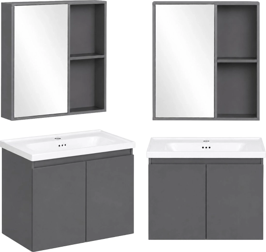 ModernHome wisząca szafka łazienkowa z umywalką i szafką z lustrem