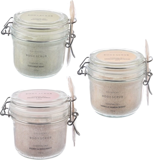 Peeling do ciała w szklanym słoiku 250 g (mix 3 wariantów)