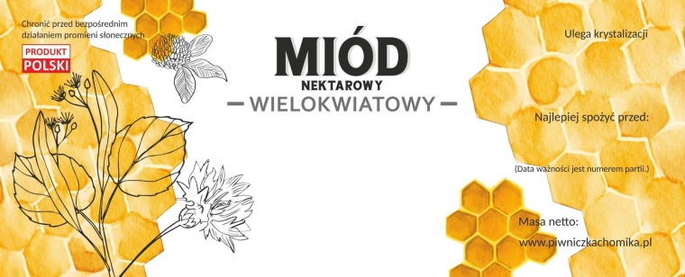 Zestaw etykiet na miód nektarowy wielokwiatowy 154 × 60 mm, 100 szt.