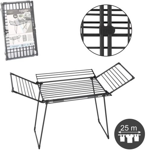 Składana suszarka na pranie z bocznymi skrzydłami i uchwytami na skarpetki Waneska